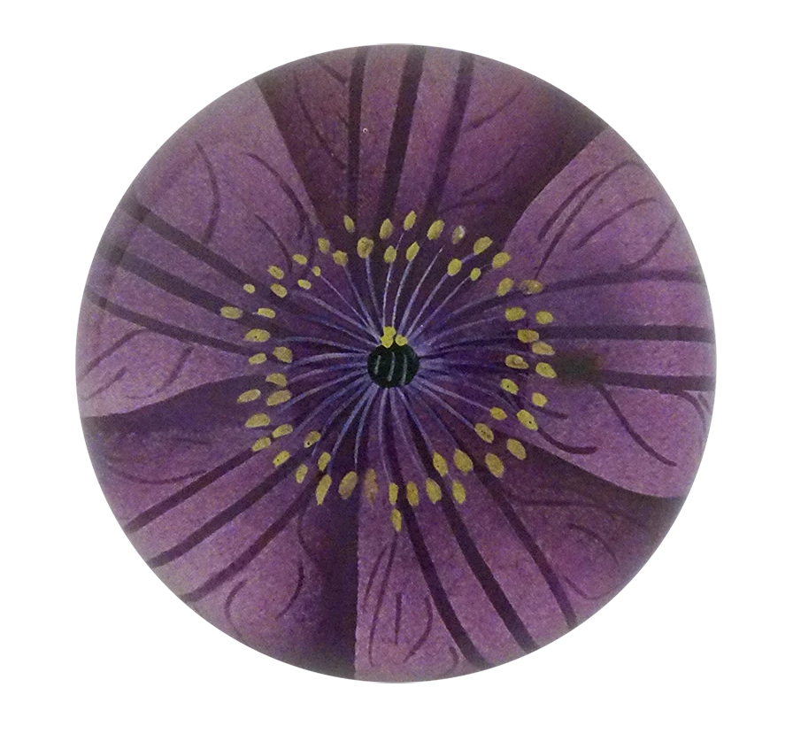 purple jackmanii decoupaged dome paperweight from john derian