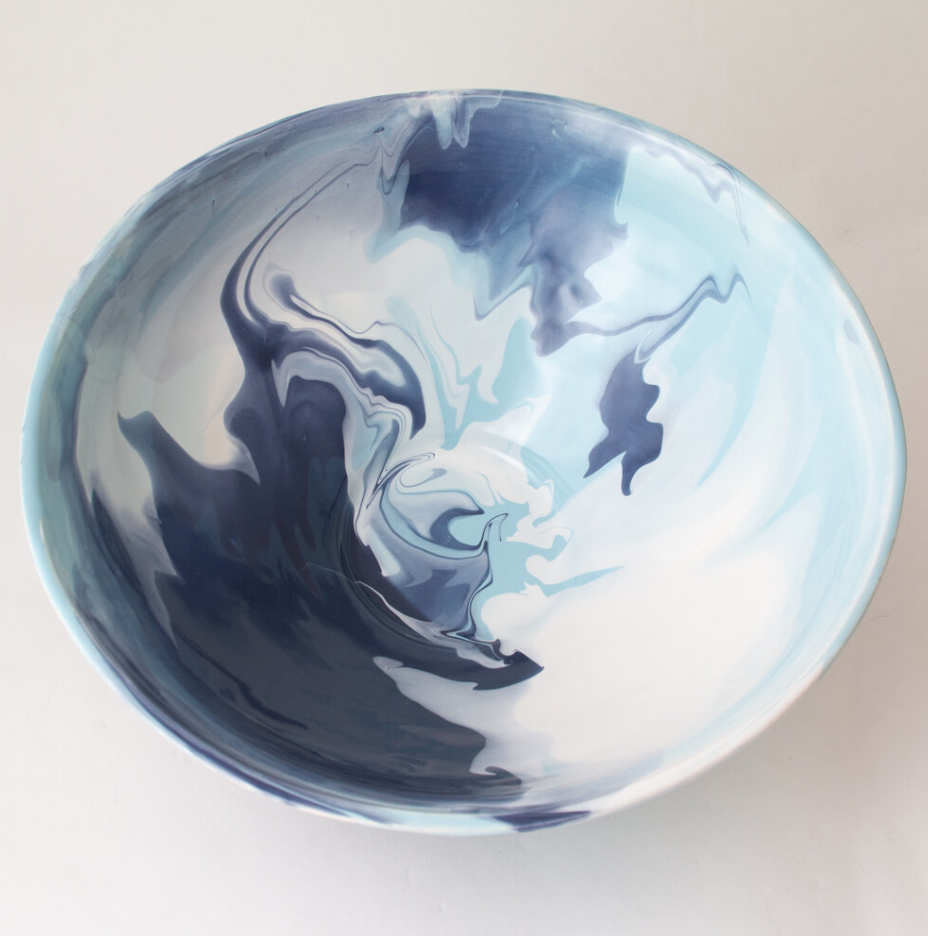 inside of blue bowl