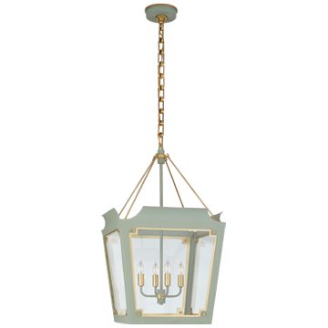 celadon and gold hanging lantern