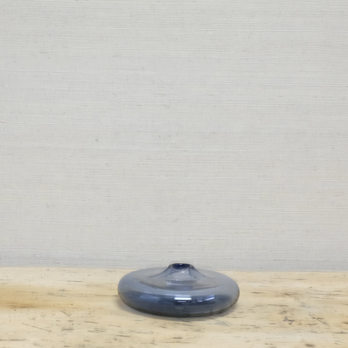 short blue glass modern vase