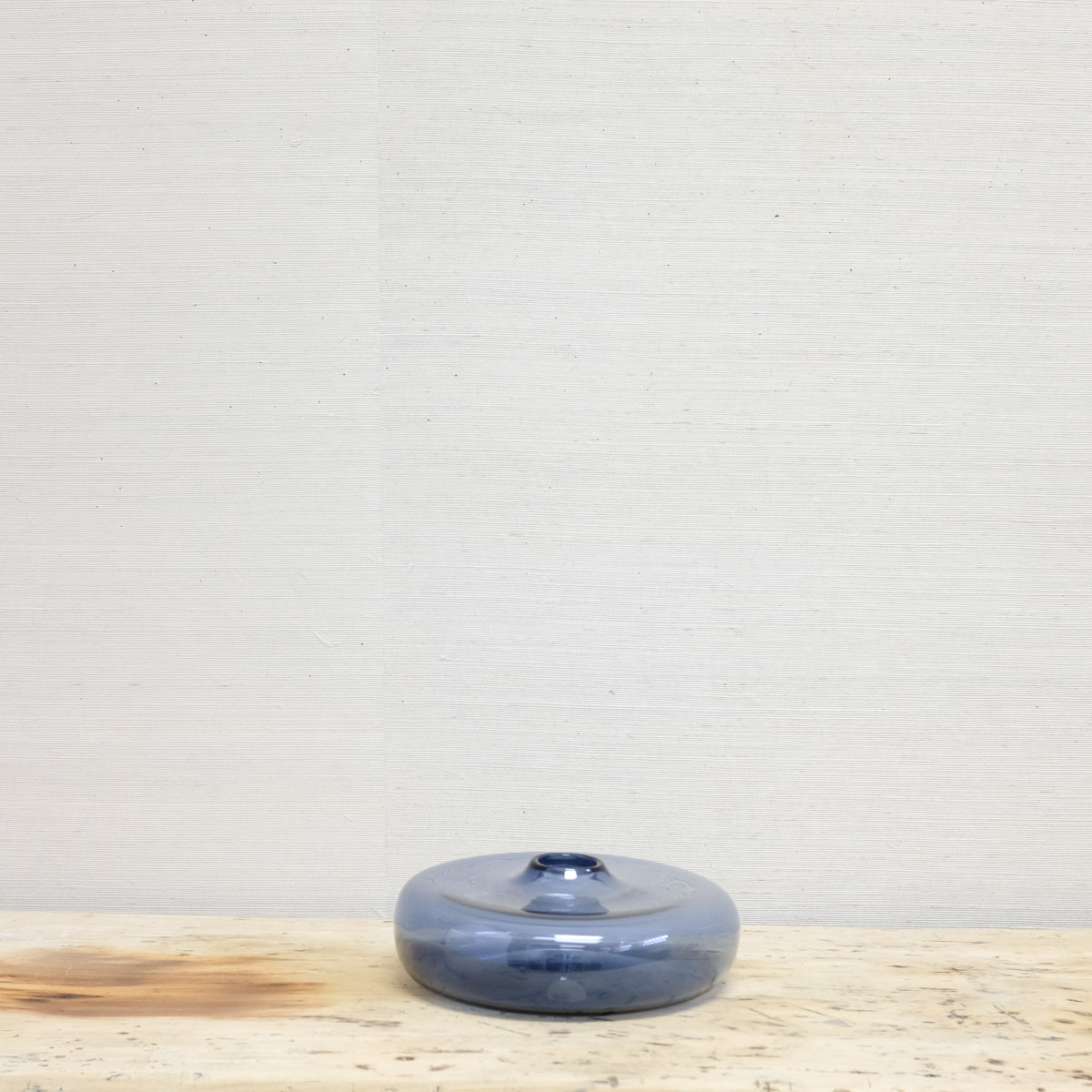 transparent blue glass bottle