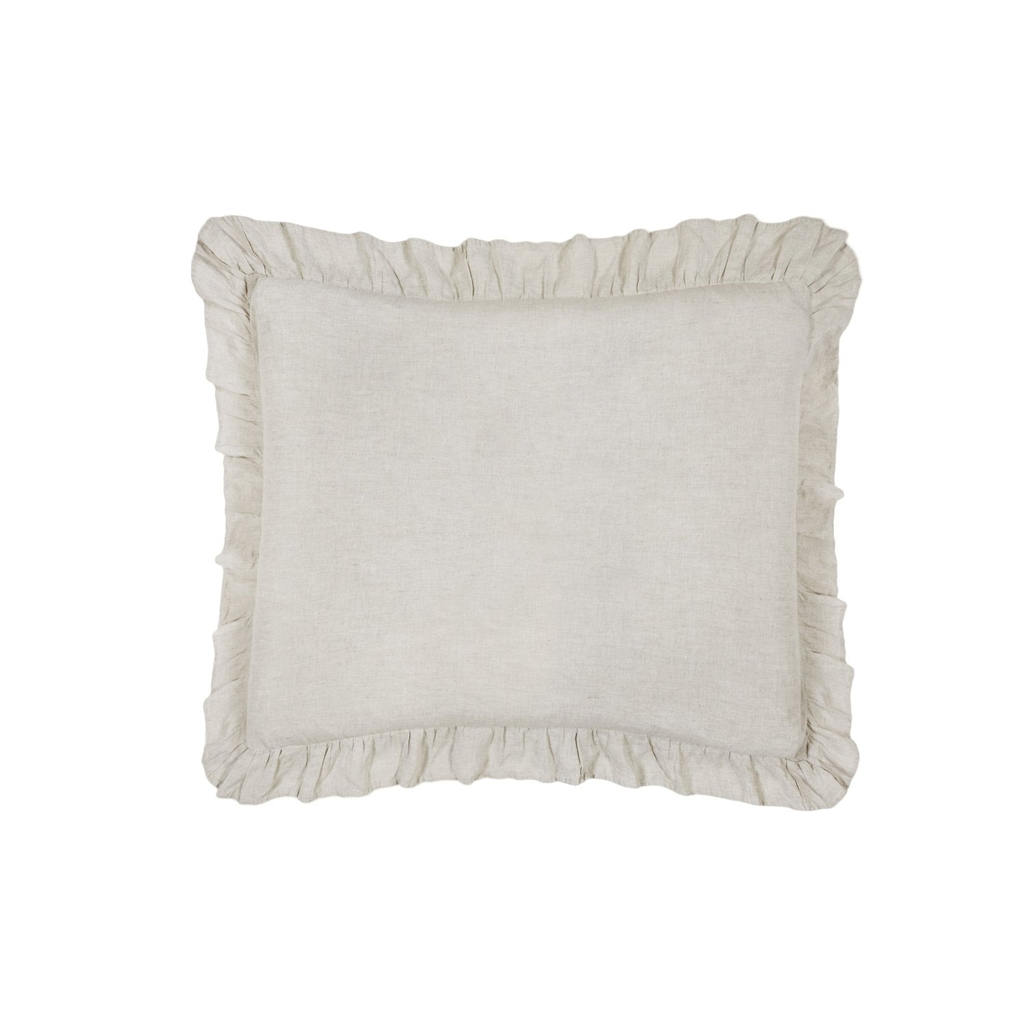 flax linen sham with ruffle
