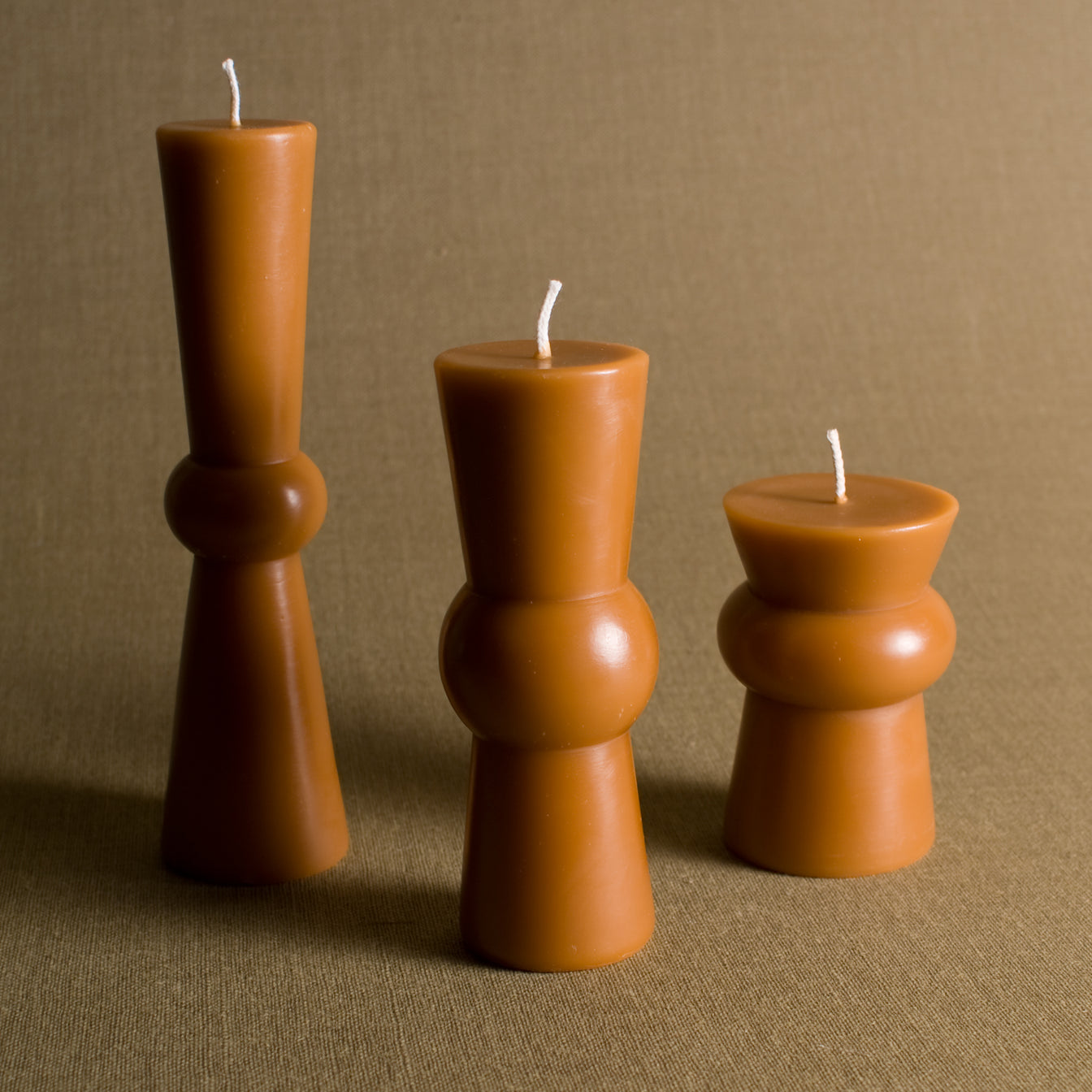 terra cotta color sculptural candles