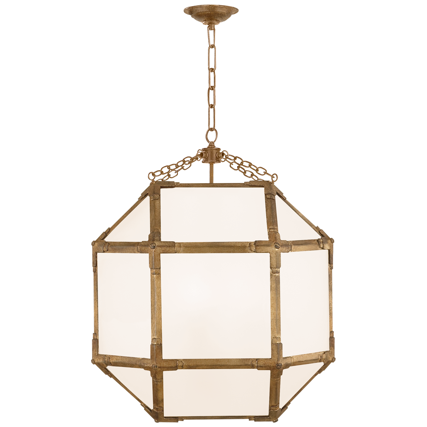 gilded frame and white glass hanging light fixture