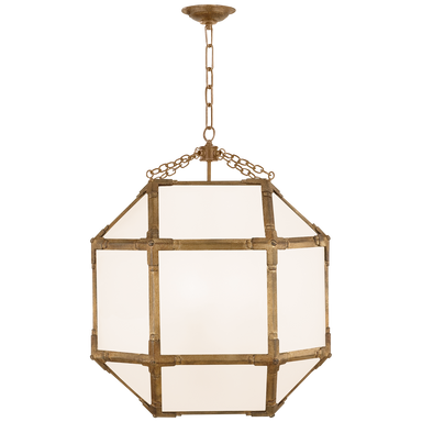 gilded frame and white glass hanging light fixture