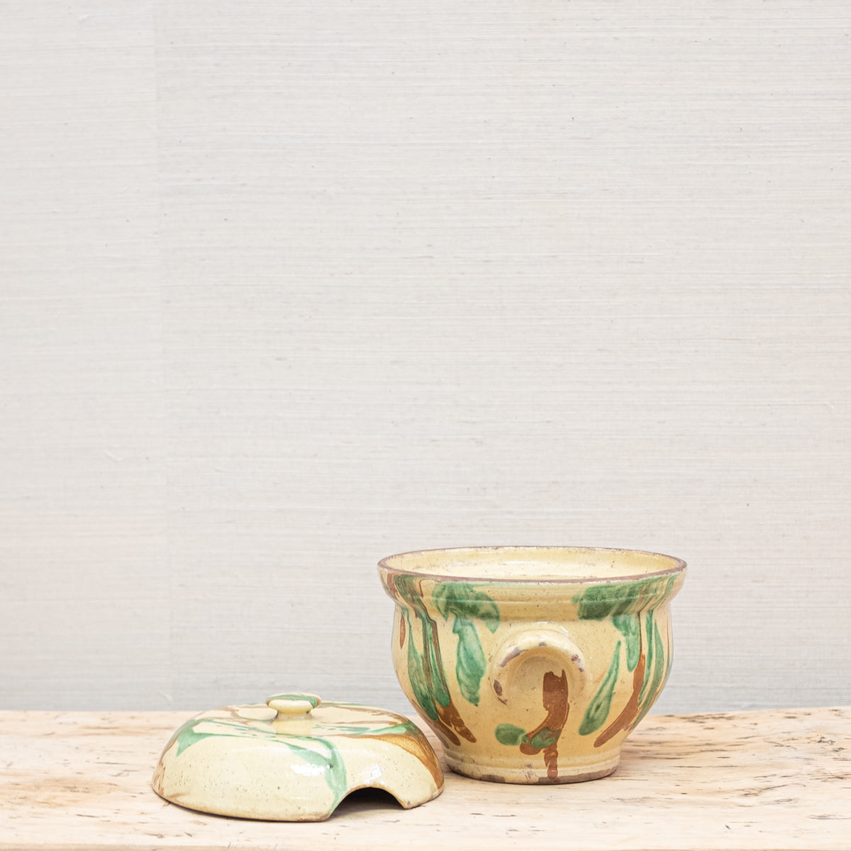 glazed terra cotta pot with lid