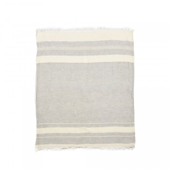 grey and natural striped linen towel