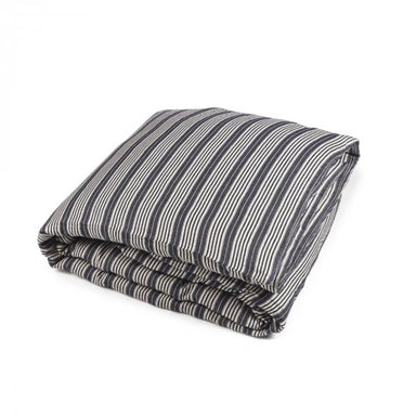 black and ivory striped linen duvet cover