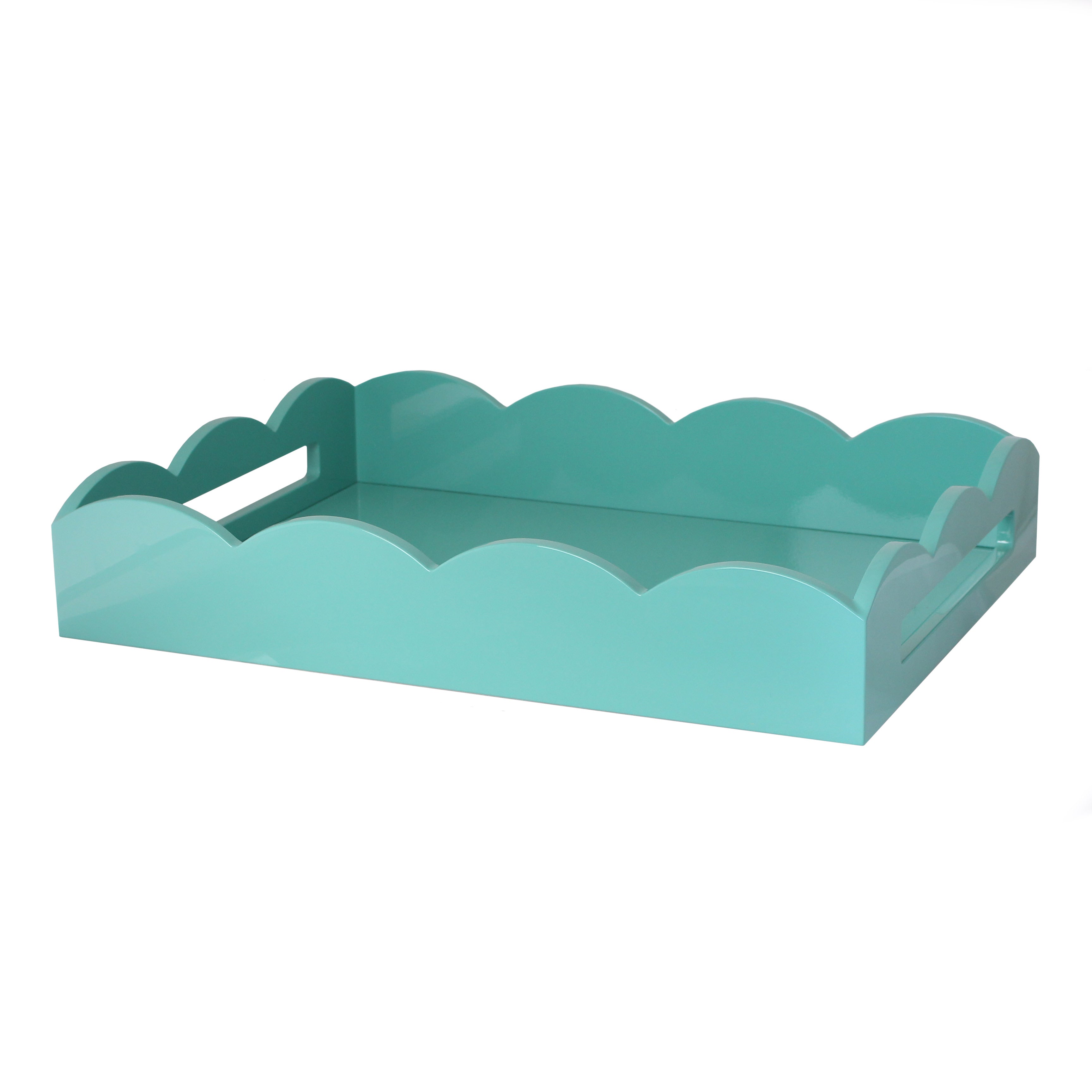 aqua lacquer scallop edge tray