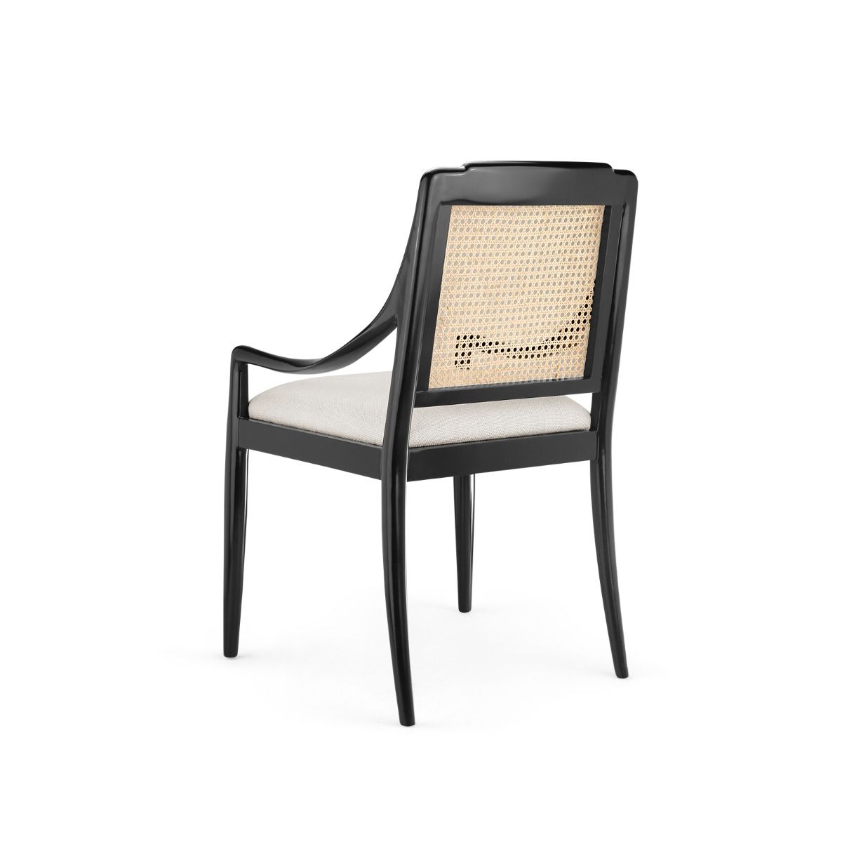 back view of black and cane mahogany chair
