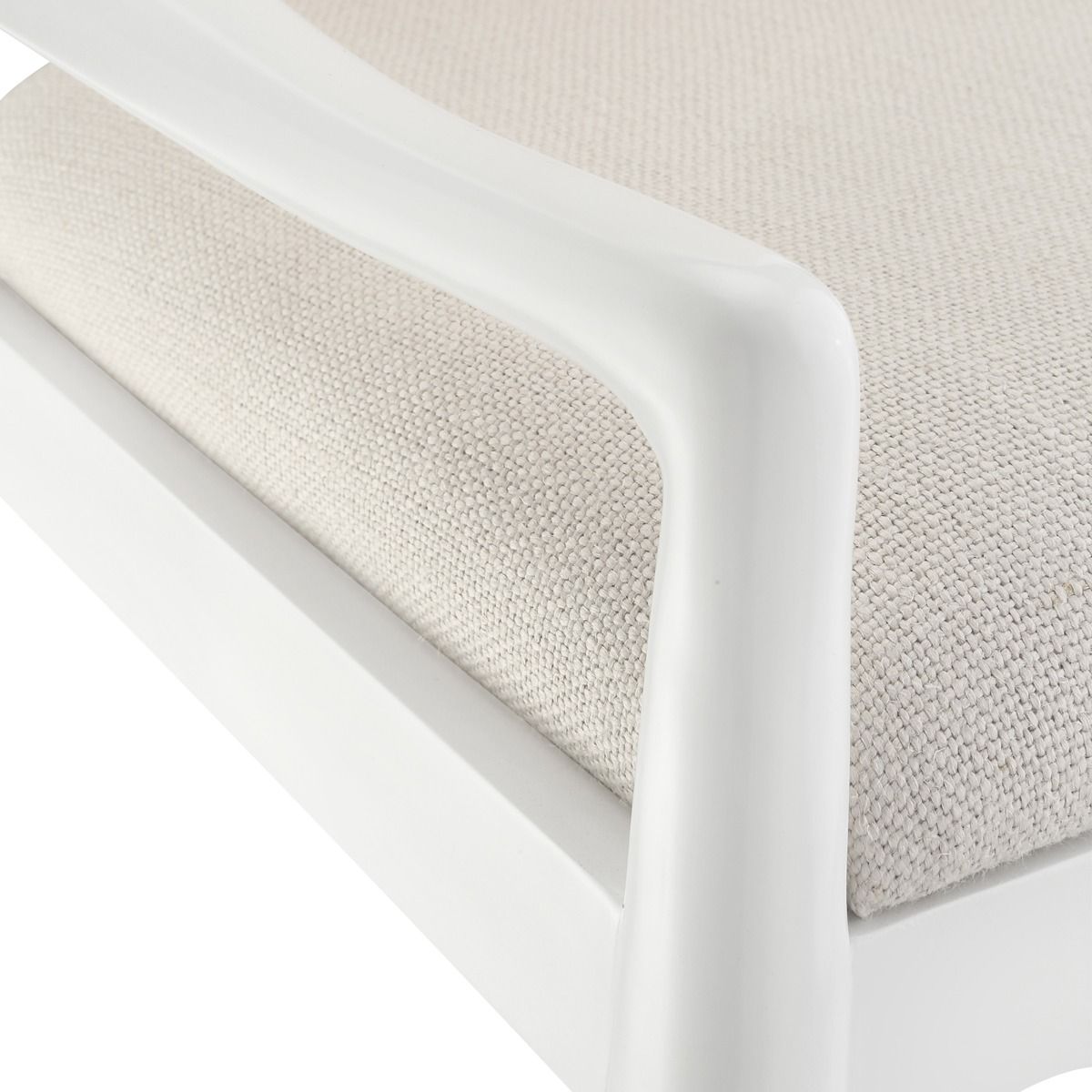 arm detail of white and cane mahogany chair