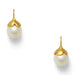 Pair of pearl earrings with gold hooks on a white background