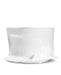 A glossy white ceramic planter with a wide, flared rim and a small saucer base, shown on a clean white background.