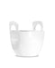 White ceramic bowl with handles on a white background