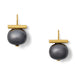 Pair of earrings with gold and gray components on a white background