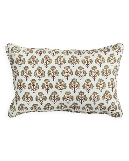 Decorative pillow with floral pattern on a white background