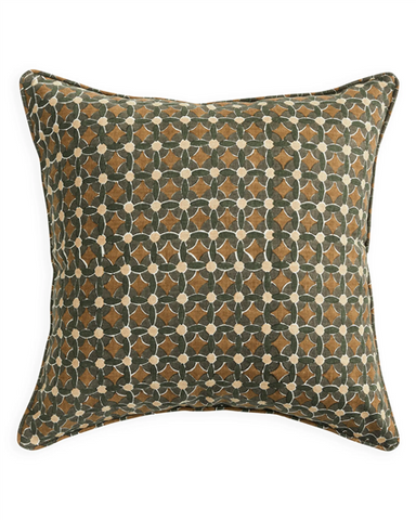Decorative pillow with geometric pattern on a white background