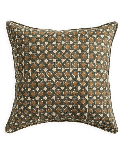 Decorative pillow with geometric pattern on a white background
