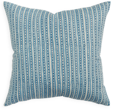Blue striped pillow on a white background