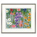 Framed artwork of colorful floral design on a white background
