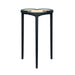 Green side table with a beige top on a white background