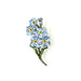 Floral brooch with blue and yellow flowers on a white background
