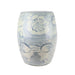 Ceramic vase with blue and white floral patterns on a white background