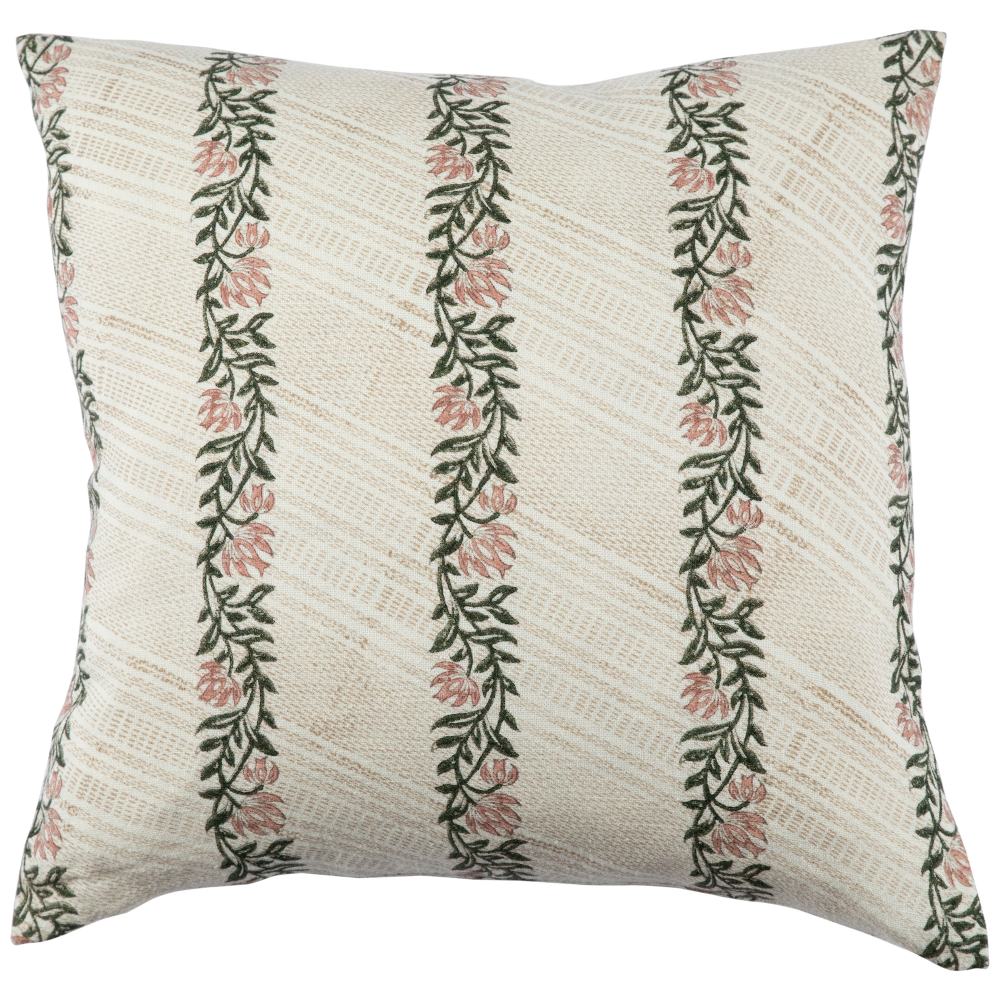 Decorative pillow with floral patterns on a white background
