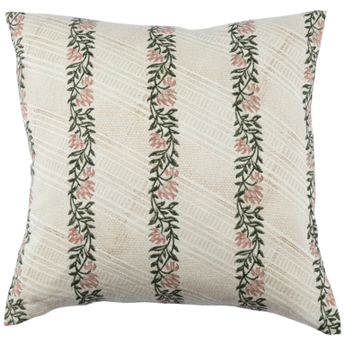 Decorative pillow with floral patterns on a white background