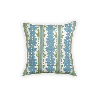 blue green botan stripes on pillow