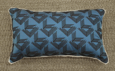 cobalt with black embroidery pillow