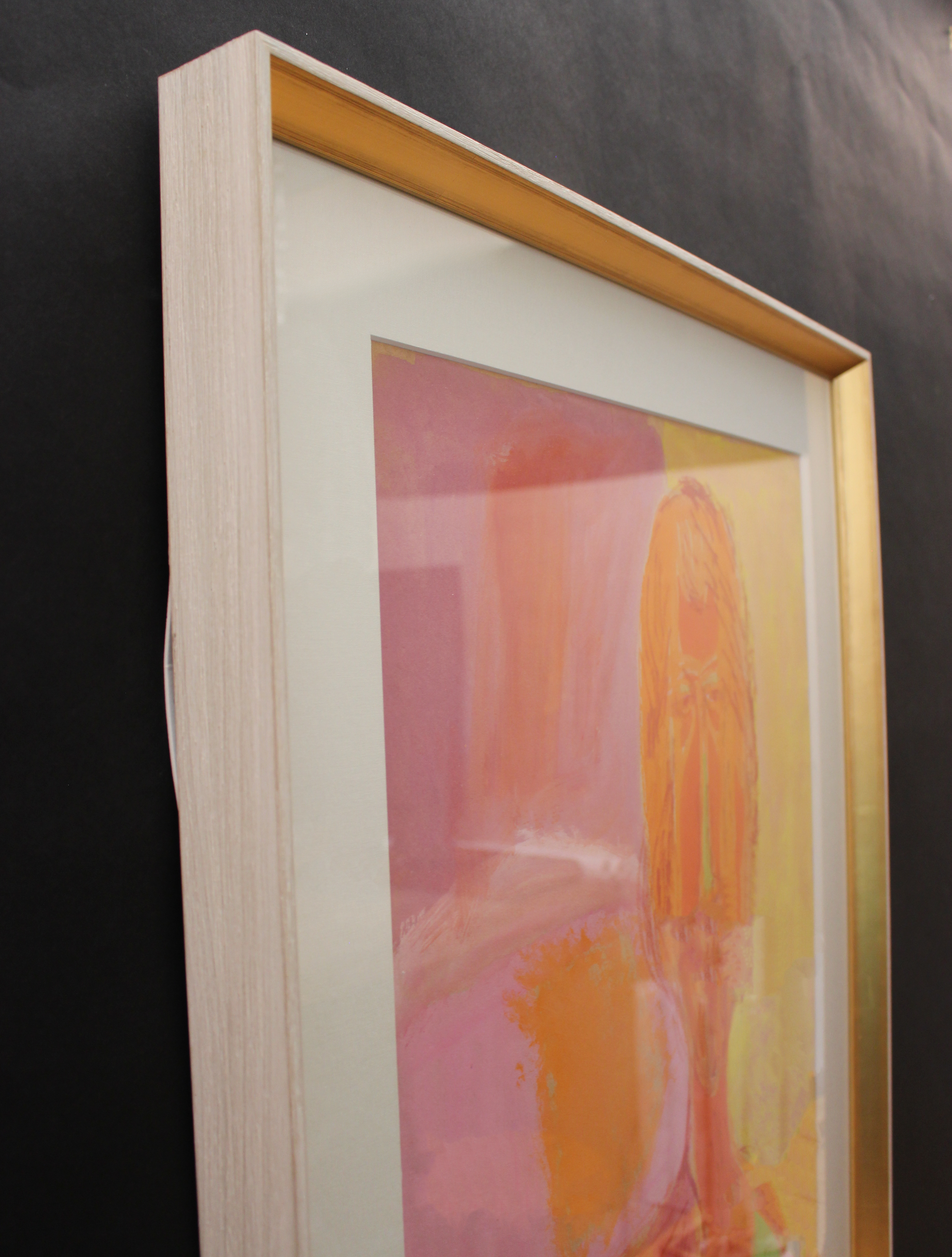 Original Painted Portrait in Orange, Yellow and Pink