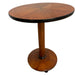 side view of antique table with star inlay and faceted center post