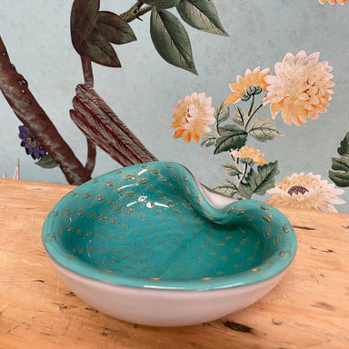 turquoise bowl with gold flecks