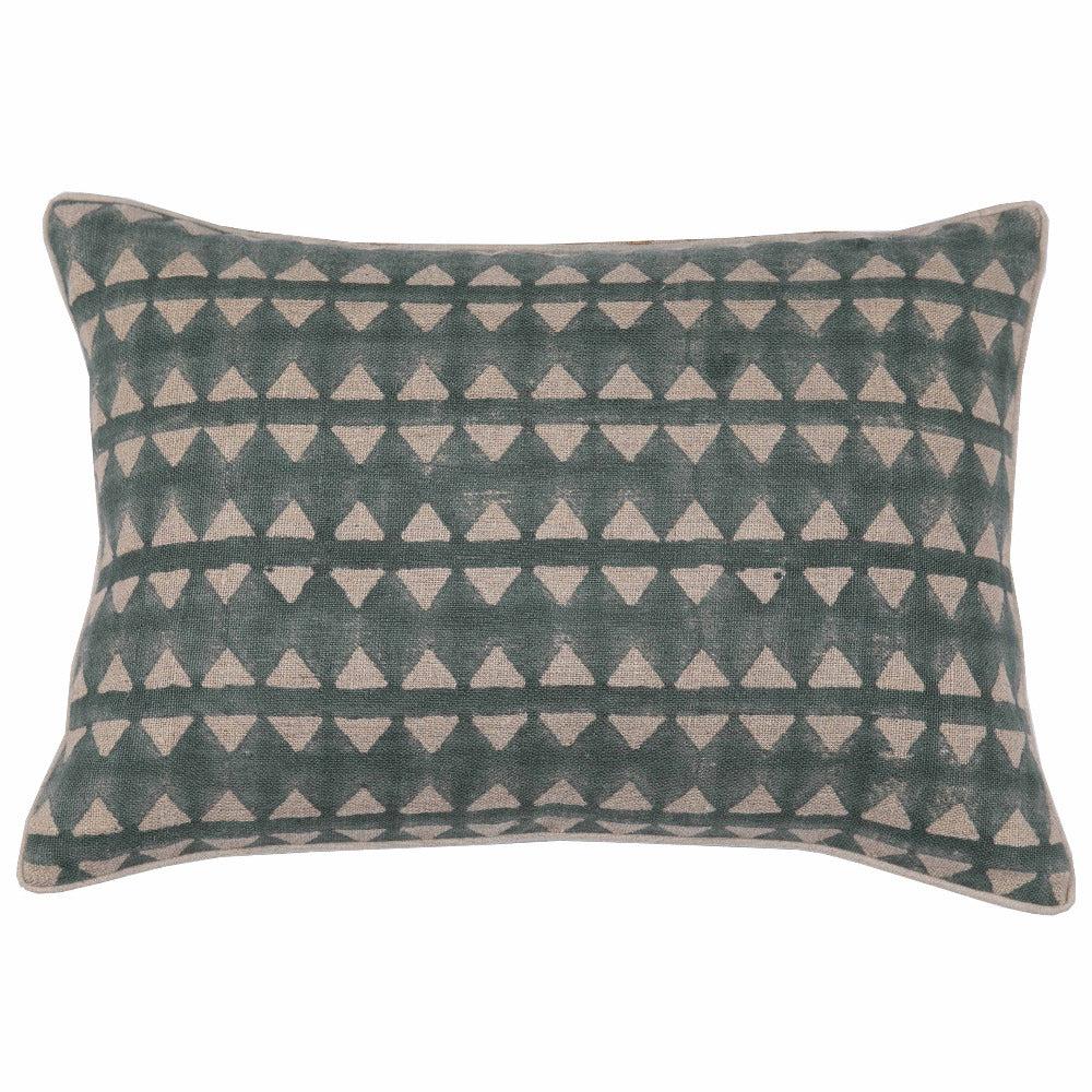 Decorative pillow with geometric pattern on a white background