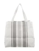 Striped linen tote bag on a white background