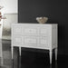 White chest with three drawers against a dark wall