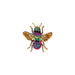 Colorful bee-shaped brooch on a white background