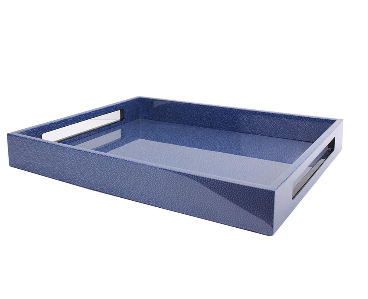 high gloss lacquer tray and blue faux shagreen