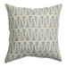 block print square pillow in celadon and brown geometric design