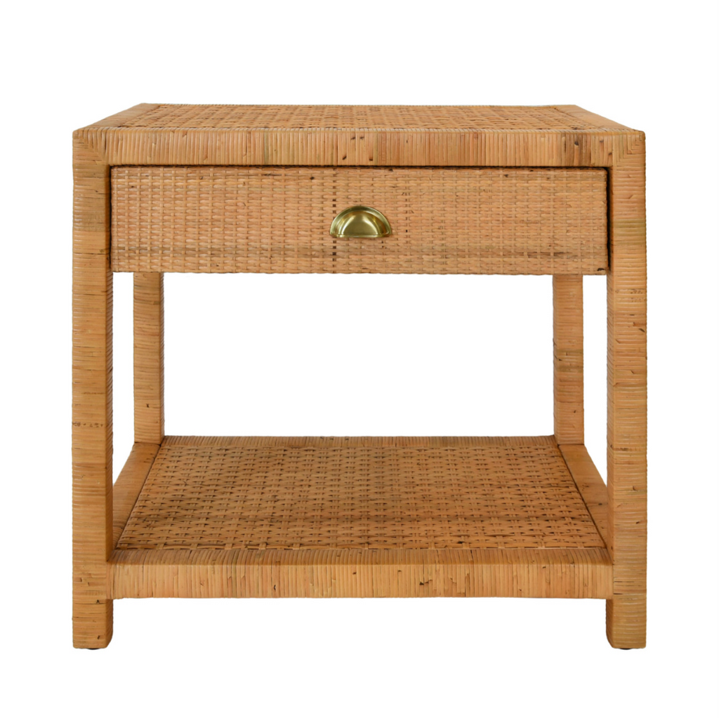 Worlds Away Reed Rattan End Table — Weidner Hasou & Co