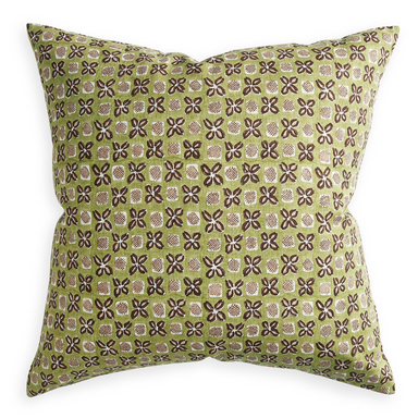 square pillow with hand block print design