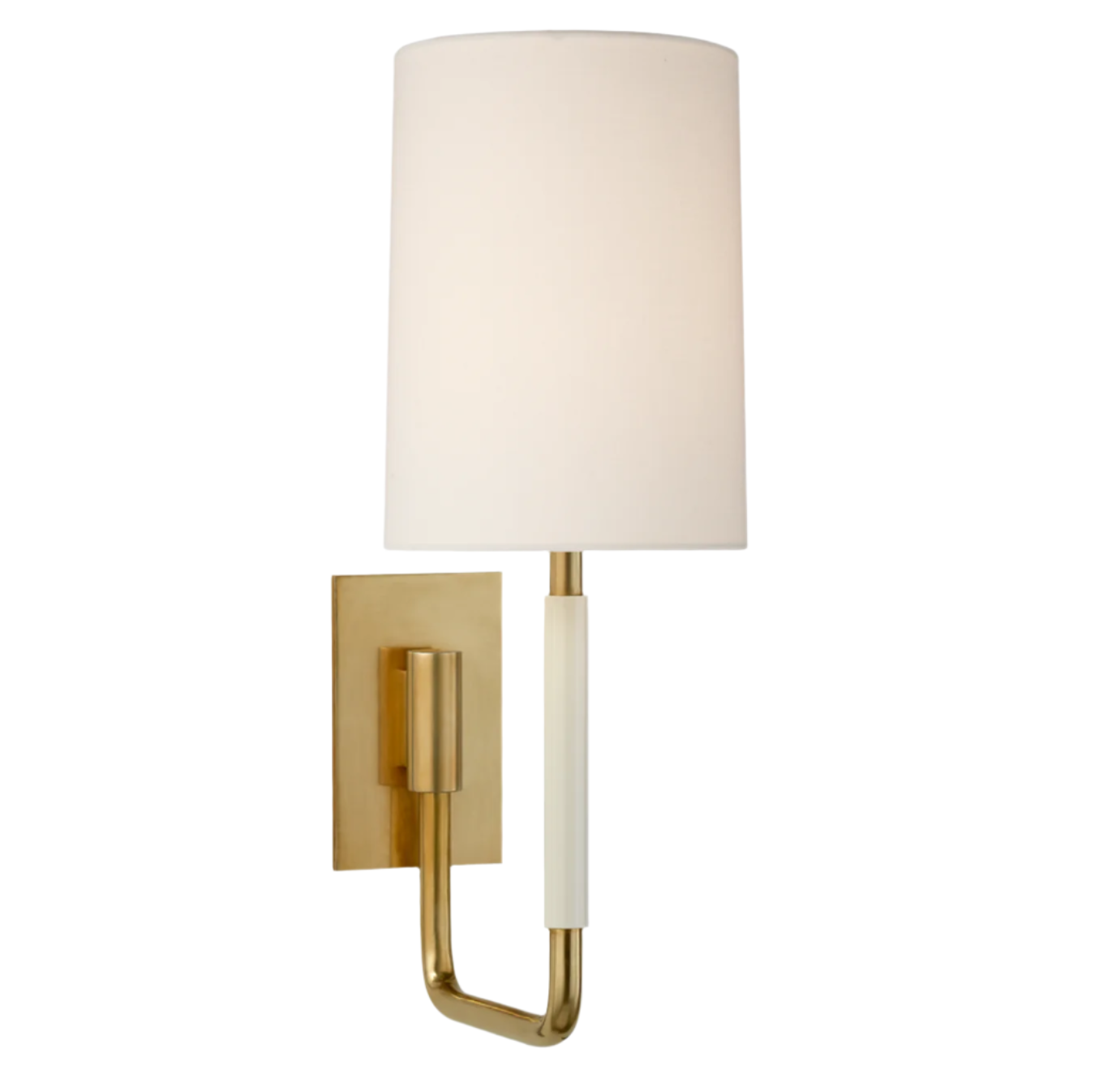 brass wall sconce with linen shade