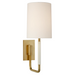 brass wall sconce with linen shade