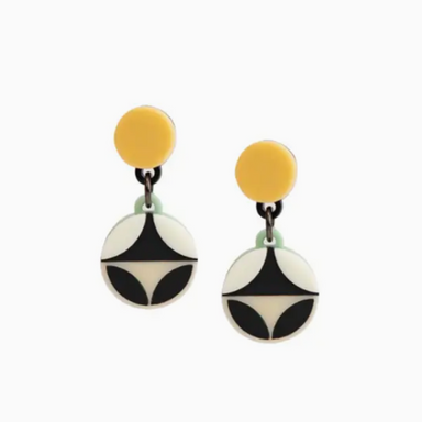 acrylic earrings with black and white dangle