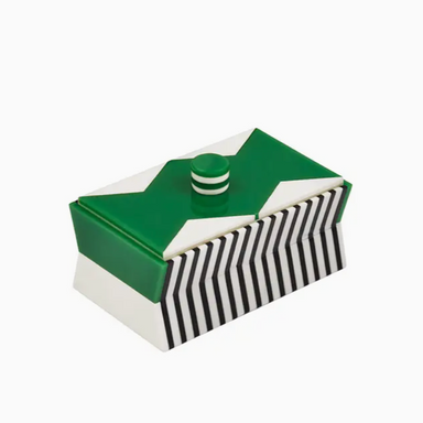 green, black and white lidded acrylic decorative box