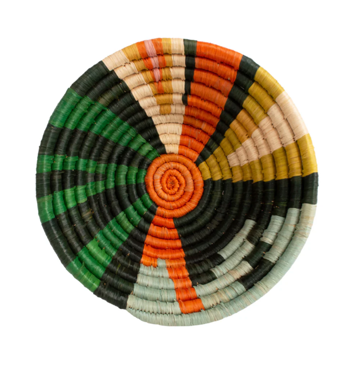 top view of a colorful woven basket