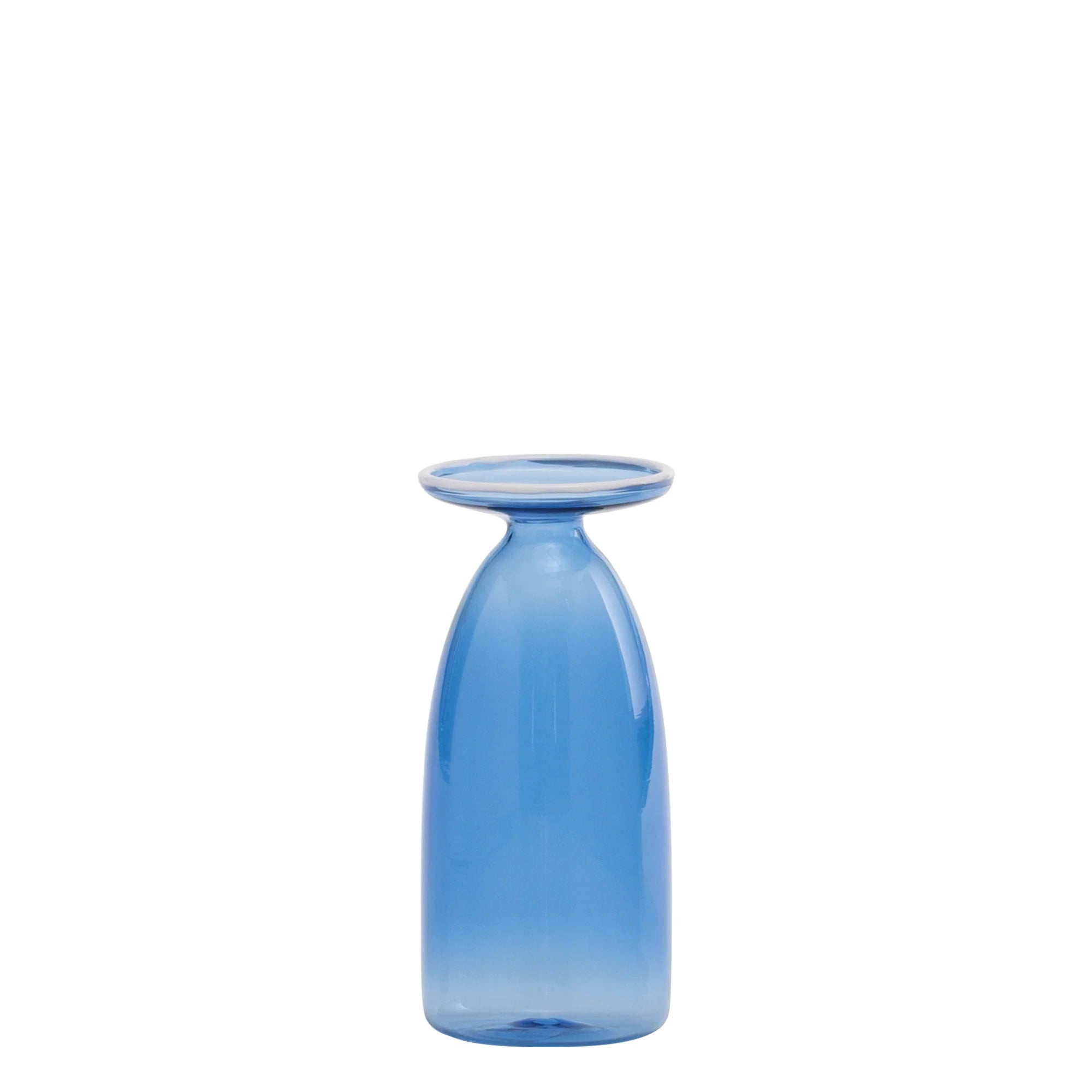 Blue glass vase on a white background