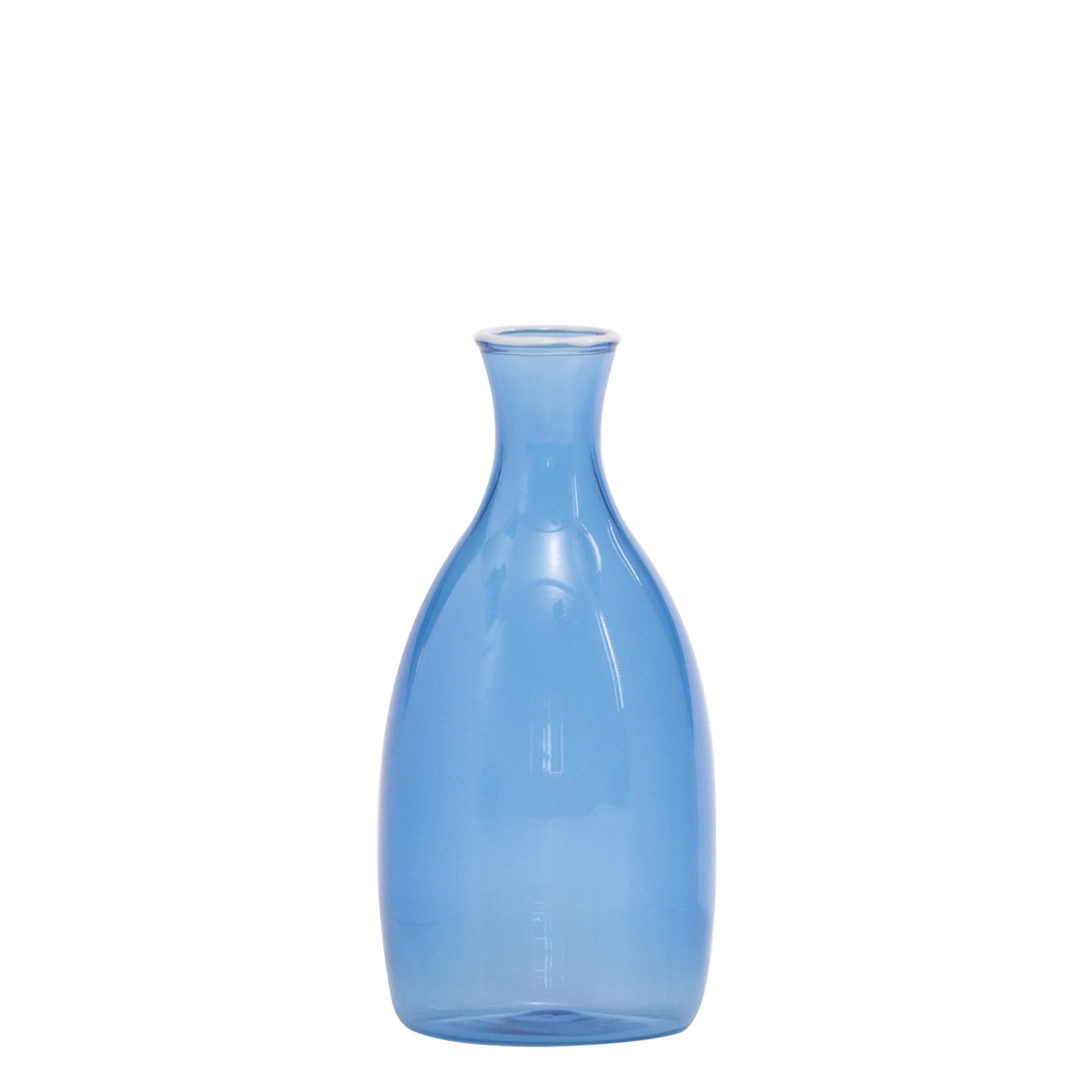 Blue glass vase on a white background