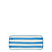 Rectangular ceramic plate with blue and white stripes on a white background